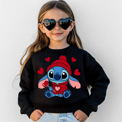 Cute Blue Alien Sucker and Hearts Kids Shirt