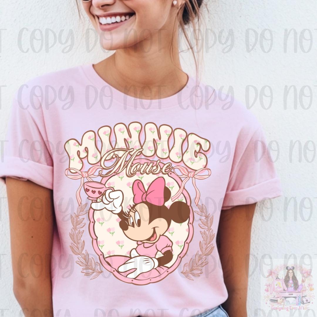Retro Magical Mouse Floral Tea Shirt