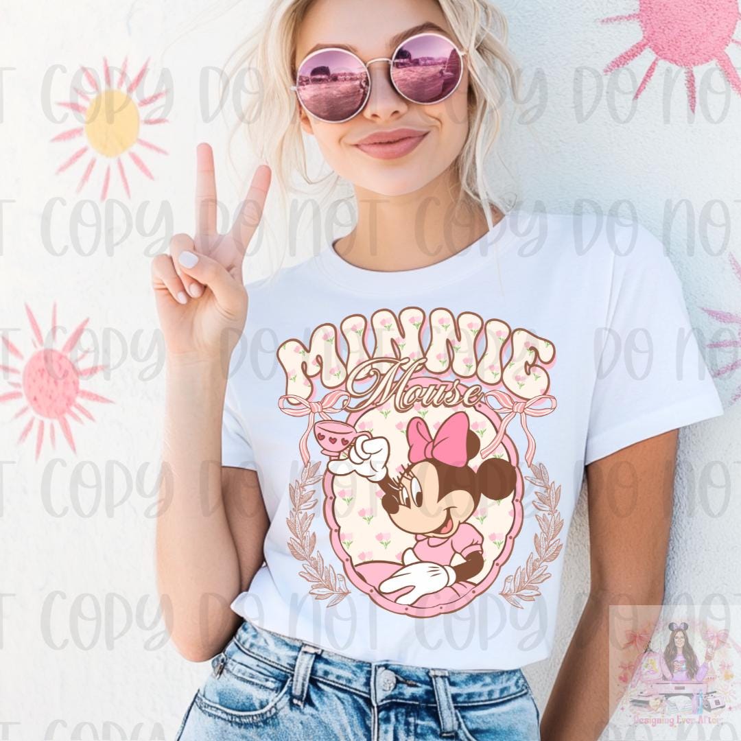Retro Magical Mouse Floral Tea Shirt
