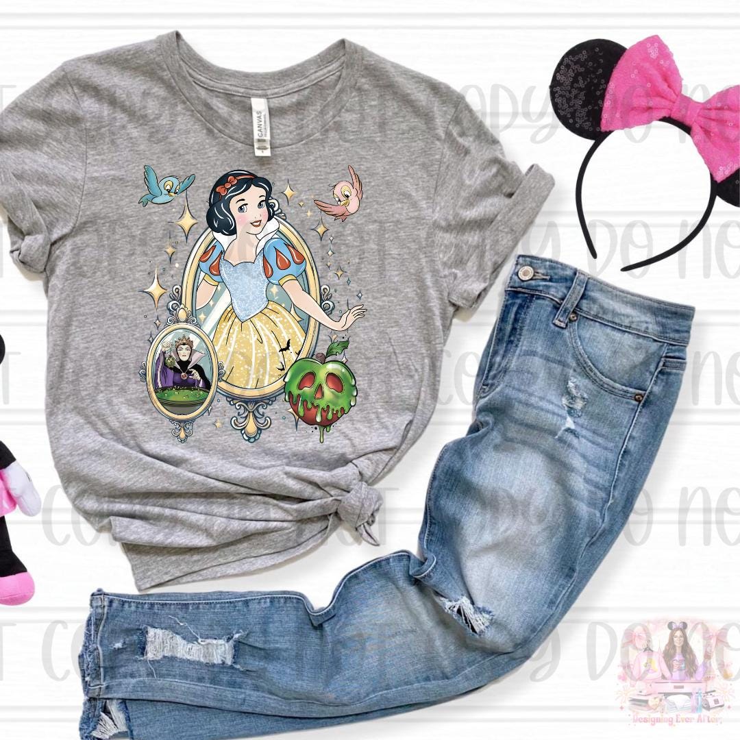 Vintage Fairest of them All Princess Evil Queen Mirror Poison Apple Shirt