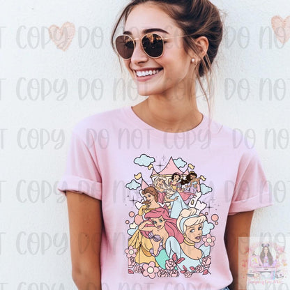 Retro Princess Mashup Fairytale Castle Shirt
